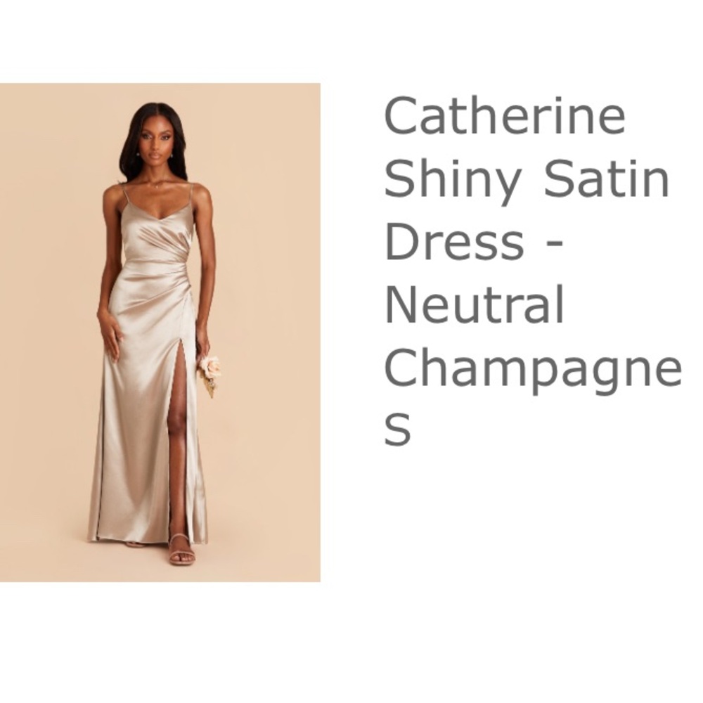 Birdy Grey Catherine shiny satin neutral champagne bridesmaid dress